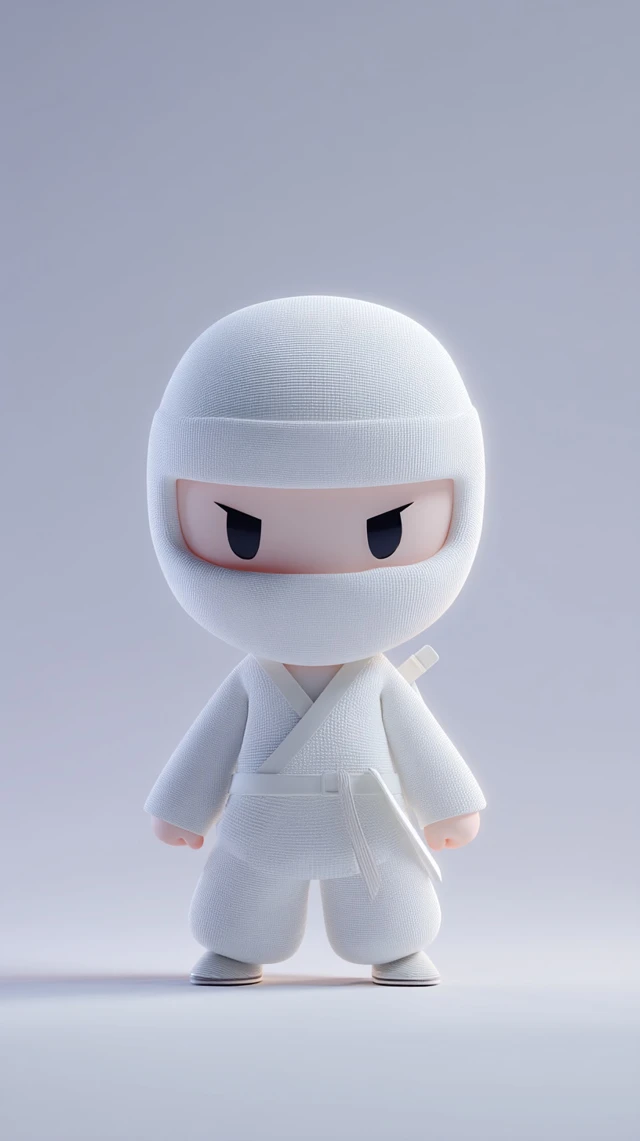 Chibi White Ninja 3D Render