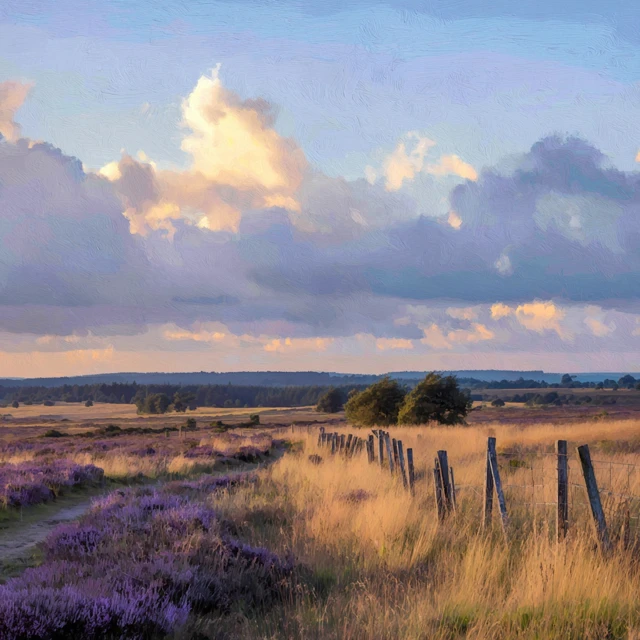County Road at Golden Hour with Wooden Fence