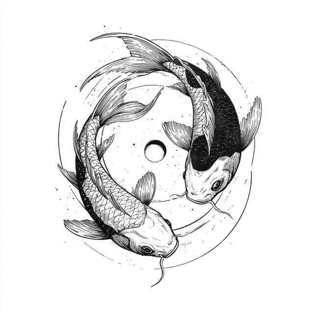 Koi Fish Tattoo Design Yin Yang Infinity Symbol