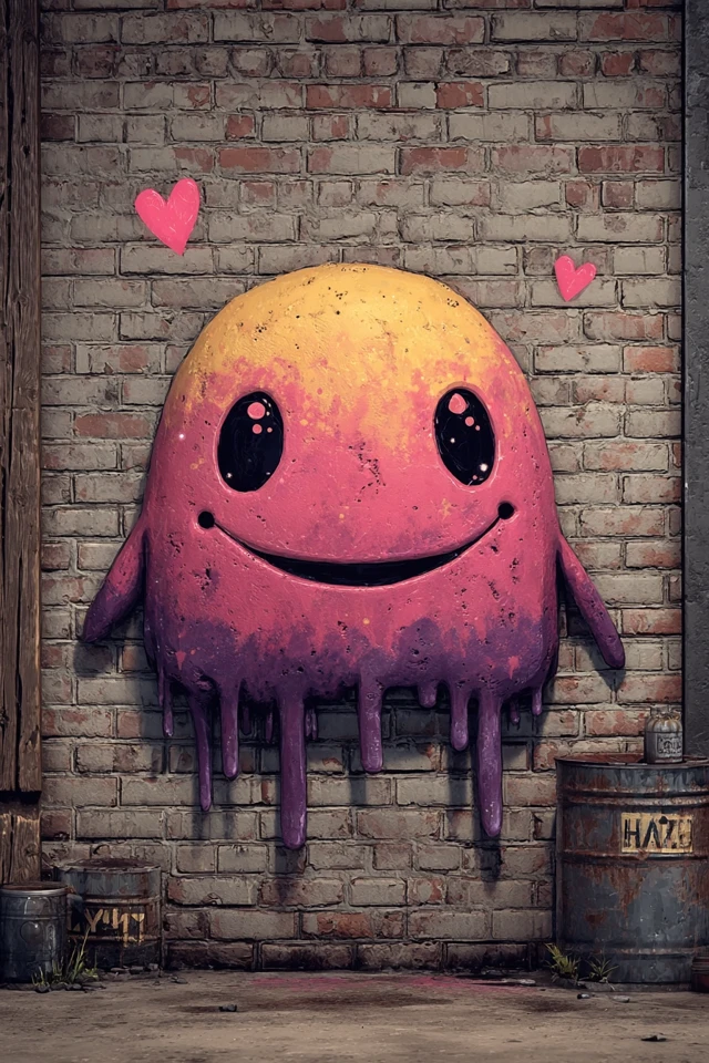 Kawaii Punk Heart Shaped Grimer Toxic Sludge Art