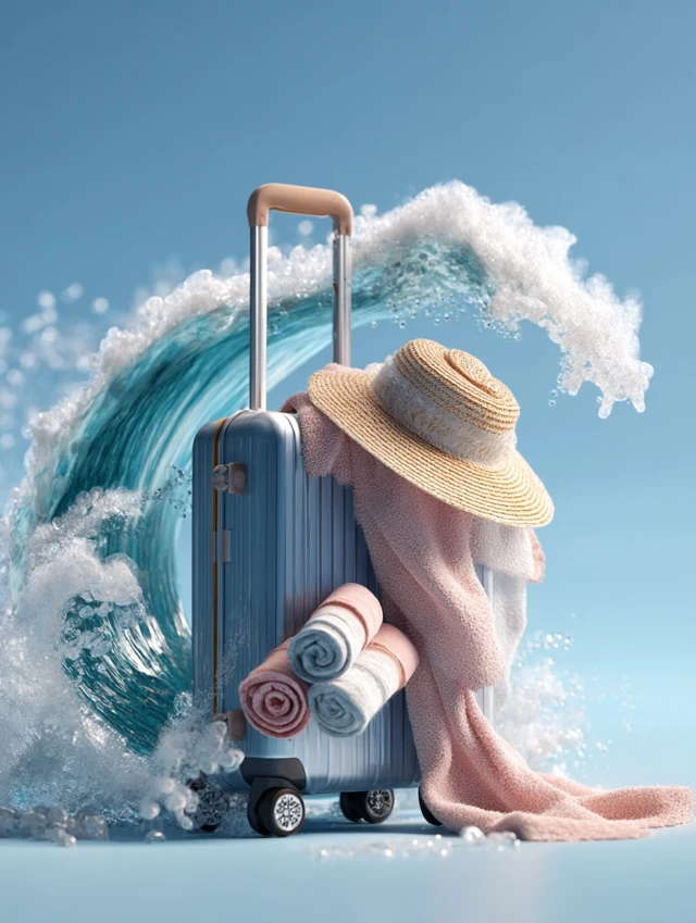 Vacation Dream Suitcase Ocean Wave Beach Concept