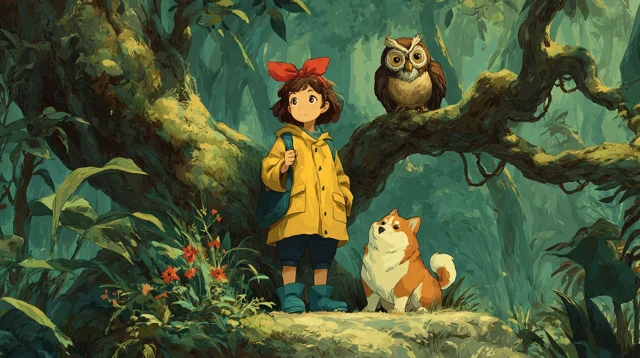 Magical Forest Scene Studio Ghibli Style