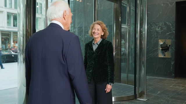 Elegant Bank Lobby Greeting Warm Welcome
