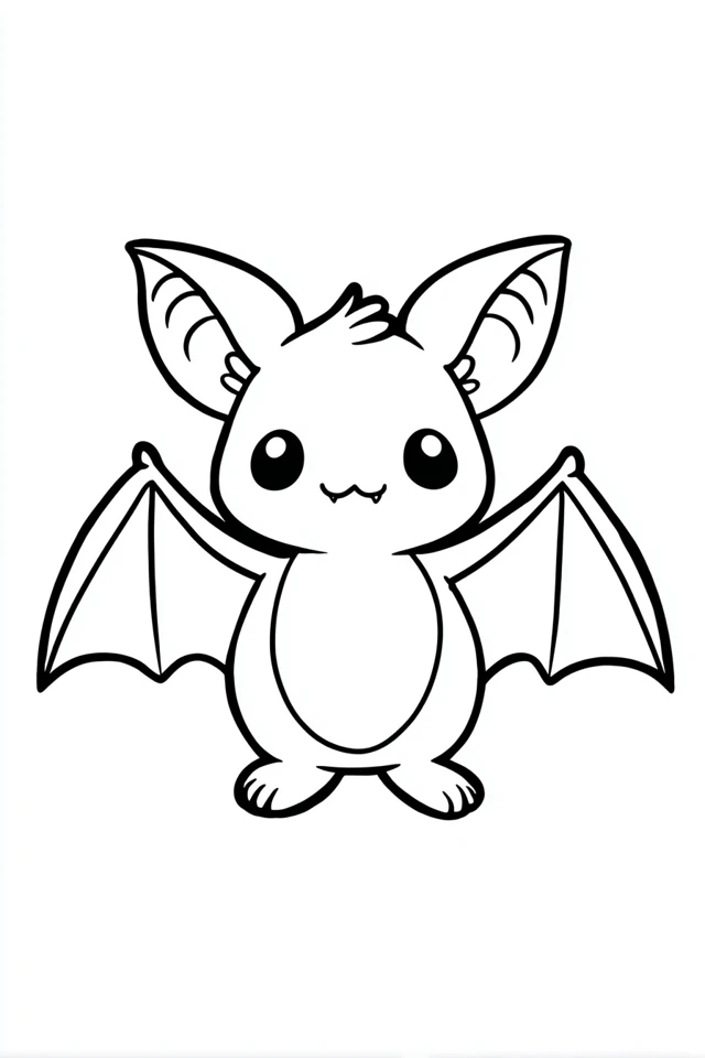 Cute Cartoon Bat Line Art for Toddlers