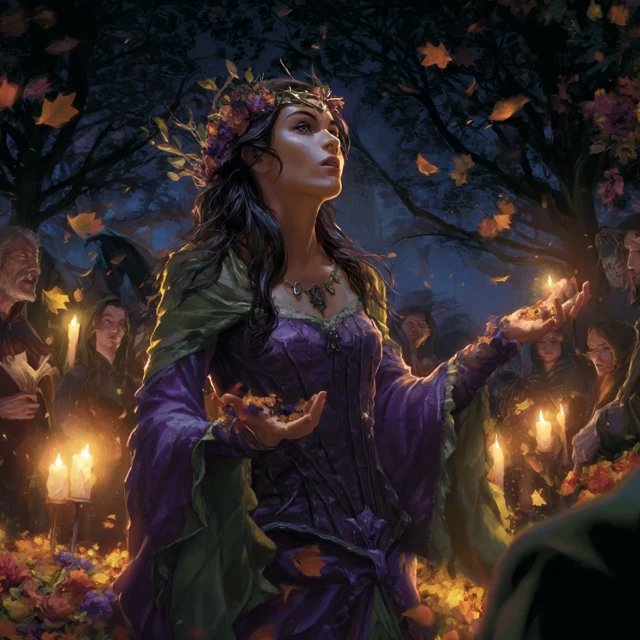 Queen of Witches Performing Ritual Illustration