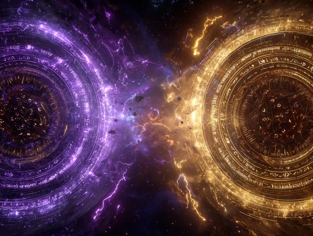 Cosmic Battlefield Portal Clash Mystical SciFi