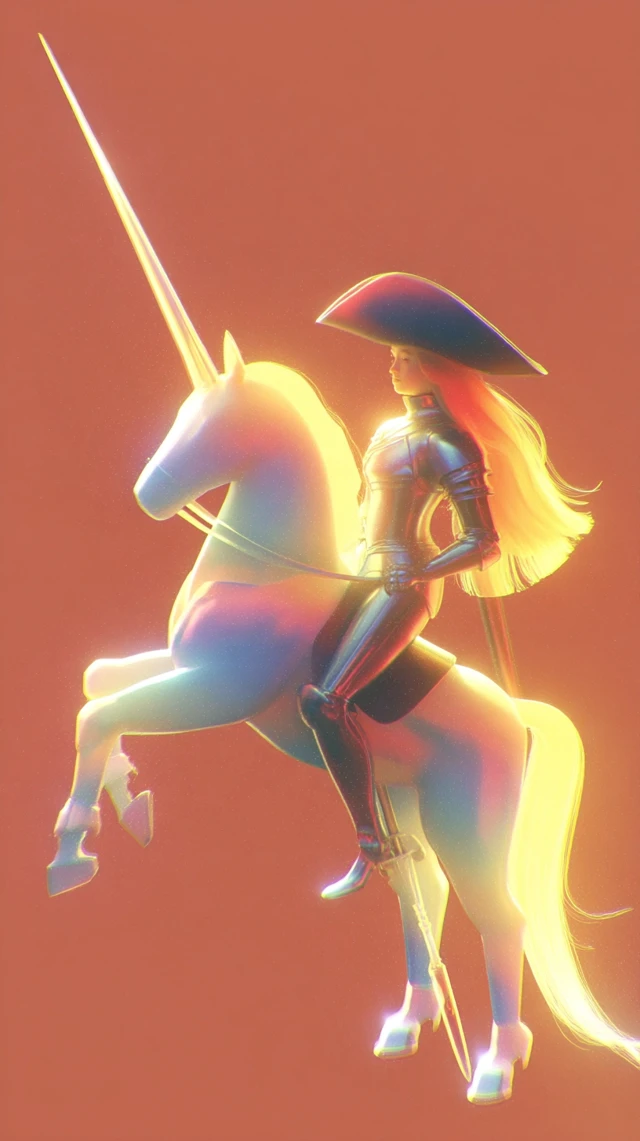Fantasy Unicorn Rider Illustration Semi Realistic Style