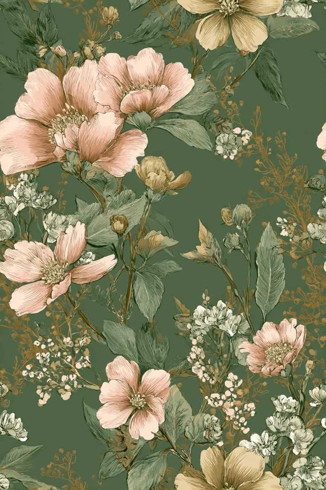 Gold Floral Watercolor Seamless Pattern Design