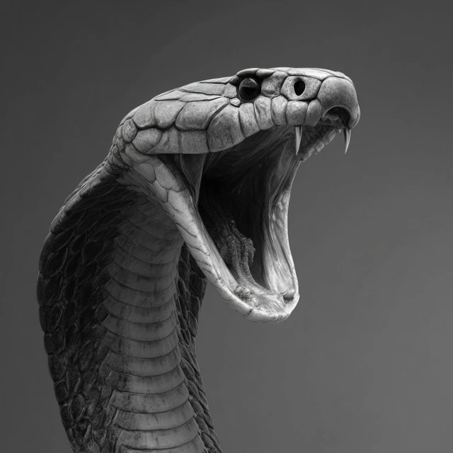 King Cobra Head Open Mouth Hyperrealistic