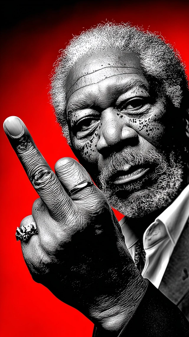 Morgan Freeman Flip Off Comic Style Art