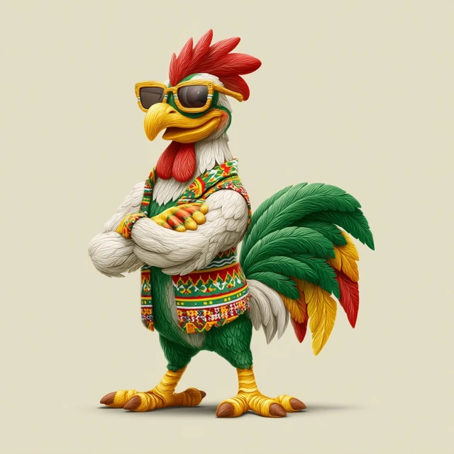 Cartoon Rooster Mascot in Nigerian Style