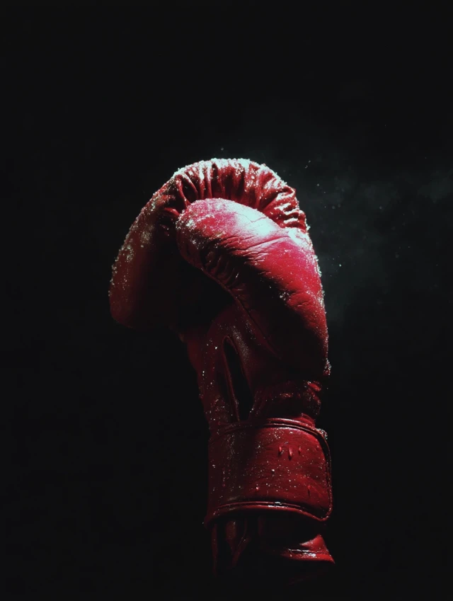 Boxing Glove Against Dark Background