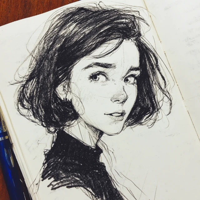 Contemplative Girl Portrait Painting