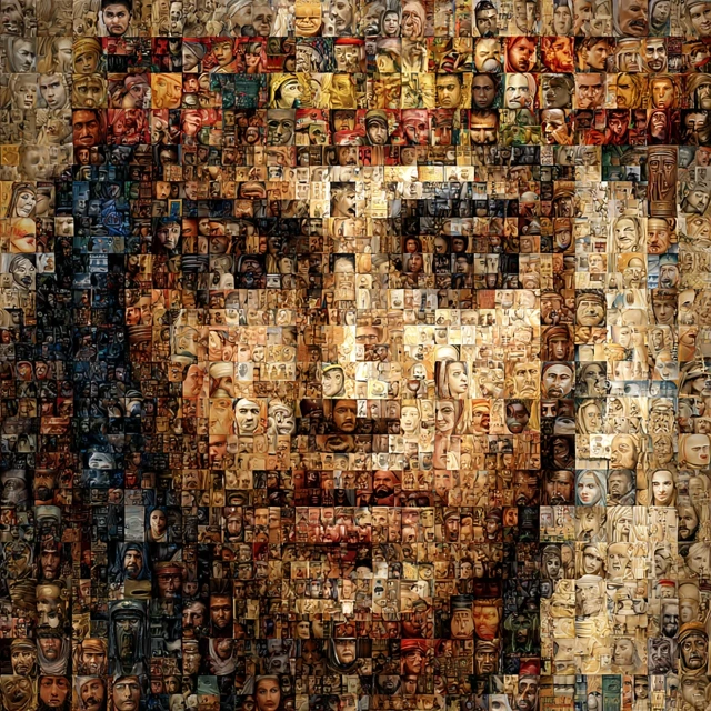 Arabian Mosaic Face Art Made of Many Faces
