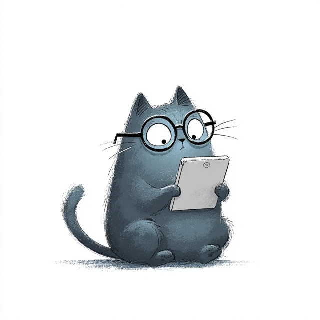 Anime Cat Reading Ereader Cute Illustration