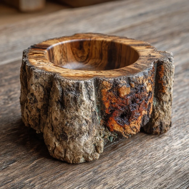 Wooden Bowl Holder Tree Stump Design