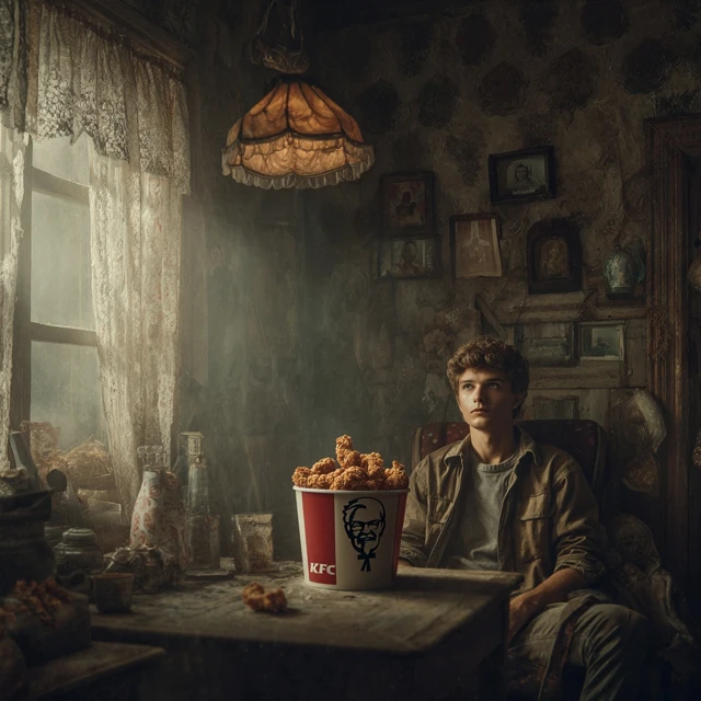 KFC Fried Chicken Meal Realistic Home Scene
