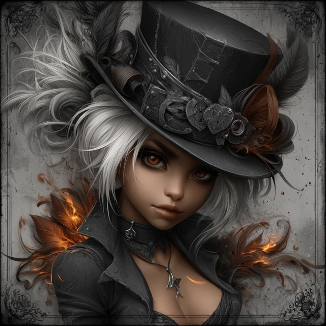 Femme Fatale Fantasy Illustration with White Hair