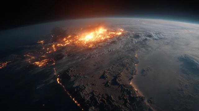 Earth Ablaze Fire From Space Destroys India