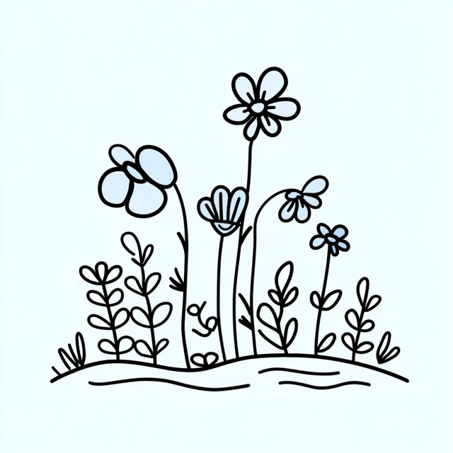 Simple Flower Doodle Line Art Coloring Page