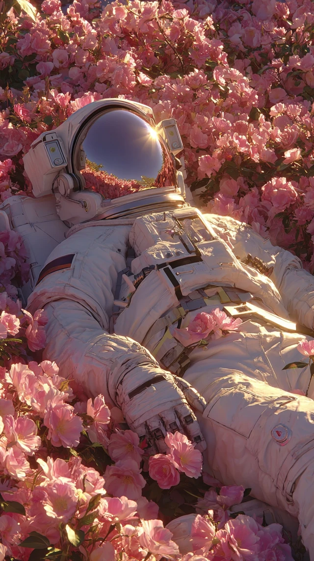 Astronaut in Roses Dreamlike Surreal Photography