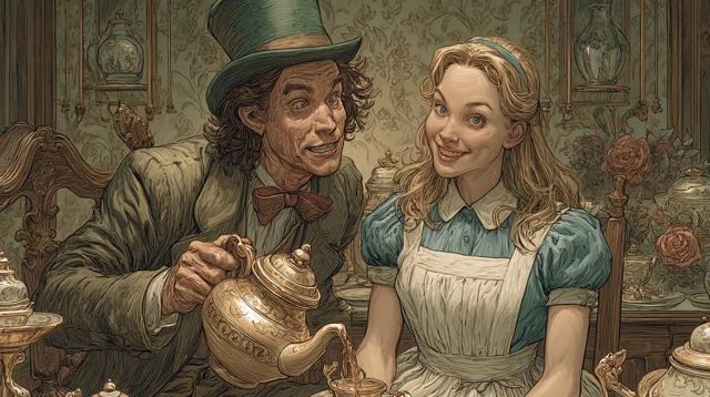 Alice in Wonderland Tea Party Geoff Darrow Style
