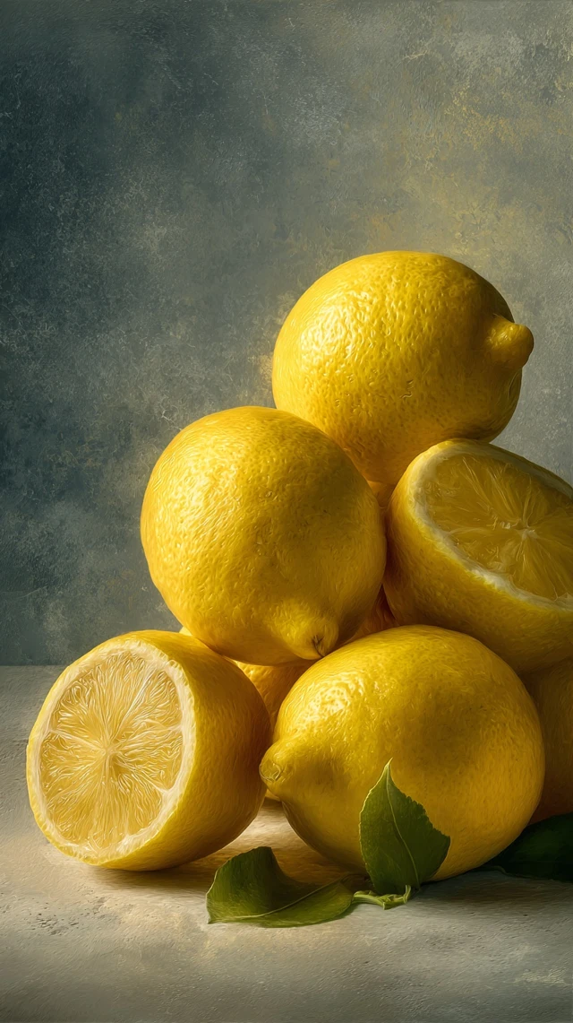 Fresh Lemons Realistic Photo High Detail