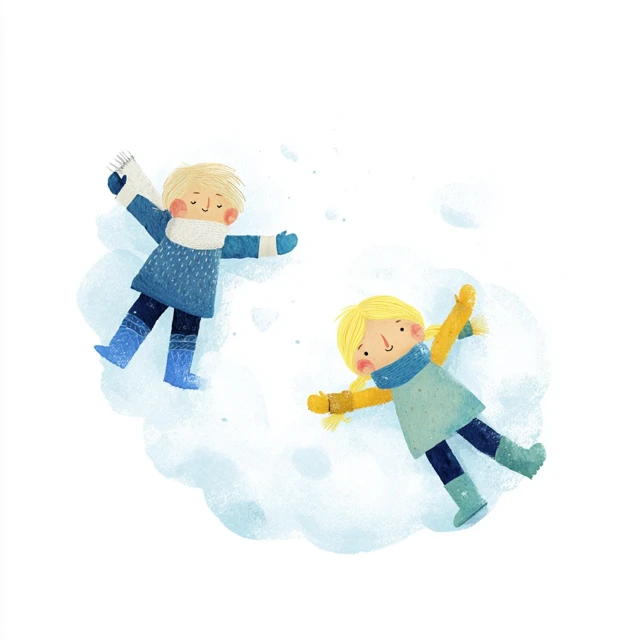 Snow Angels Cute Childrens Illustration