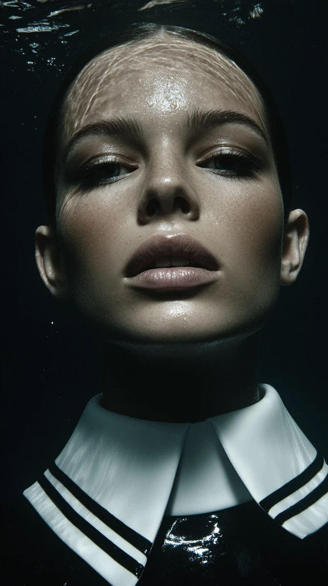 Underwater High Fashion Portrait Beautiful Woman