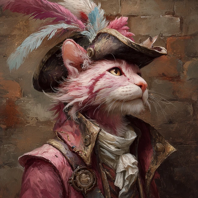 DnD Pink Tabaxi Musketeer Portrait