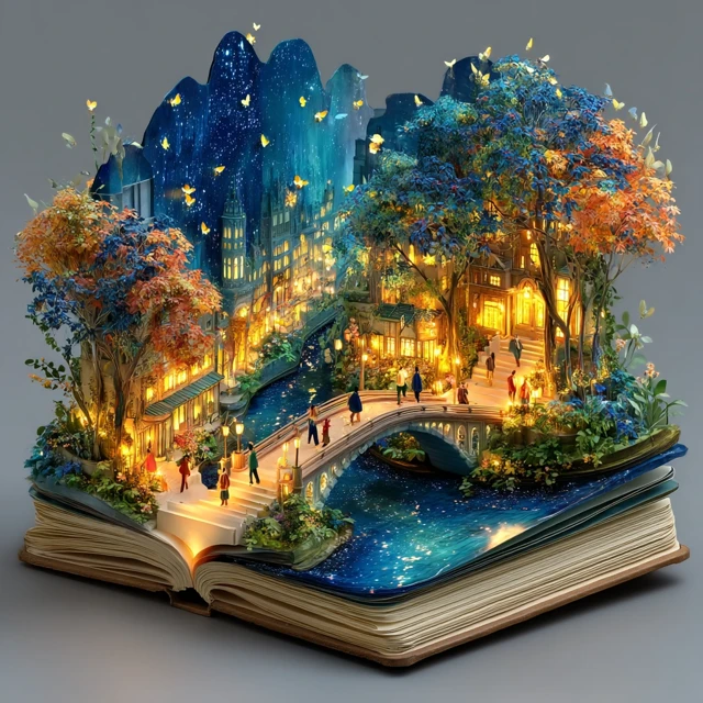 Enchanted Book Art: Nighttime Scene