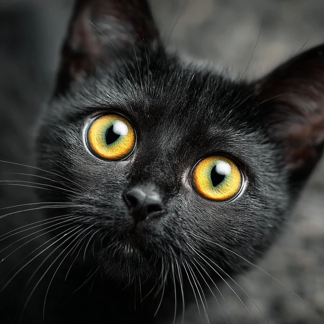 Surprised Black Cat Big Eyes Trading Mistake