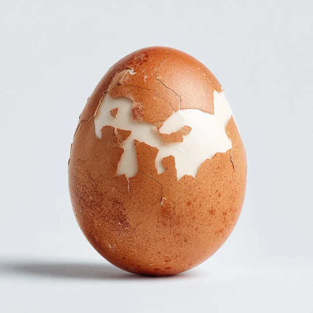 Realistic Brown Egg Peeling Photorealistic