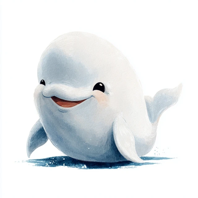 Cute Beluga Whale Illustration Character Portrait