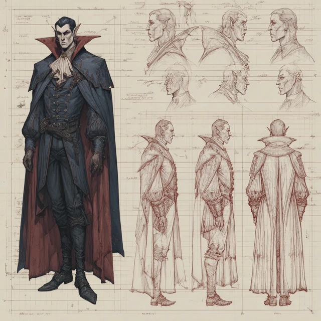 Medieval Vampire Character Design Sheet Gothic Horror