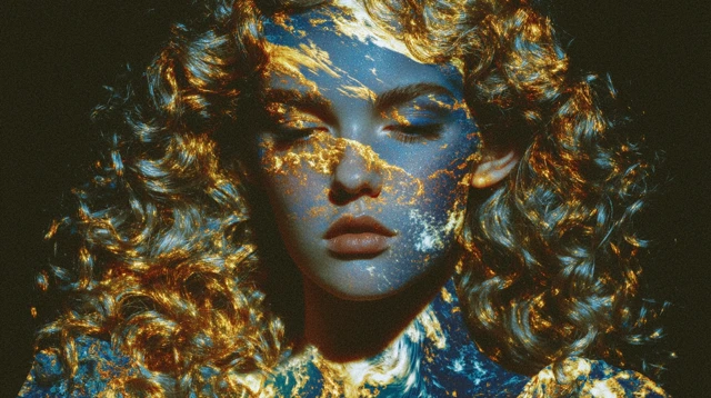 Woman and Earth Double Exposure Portrait Art