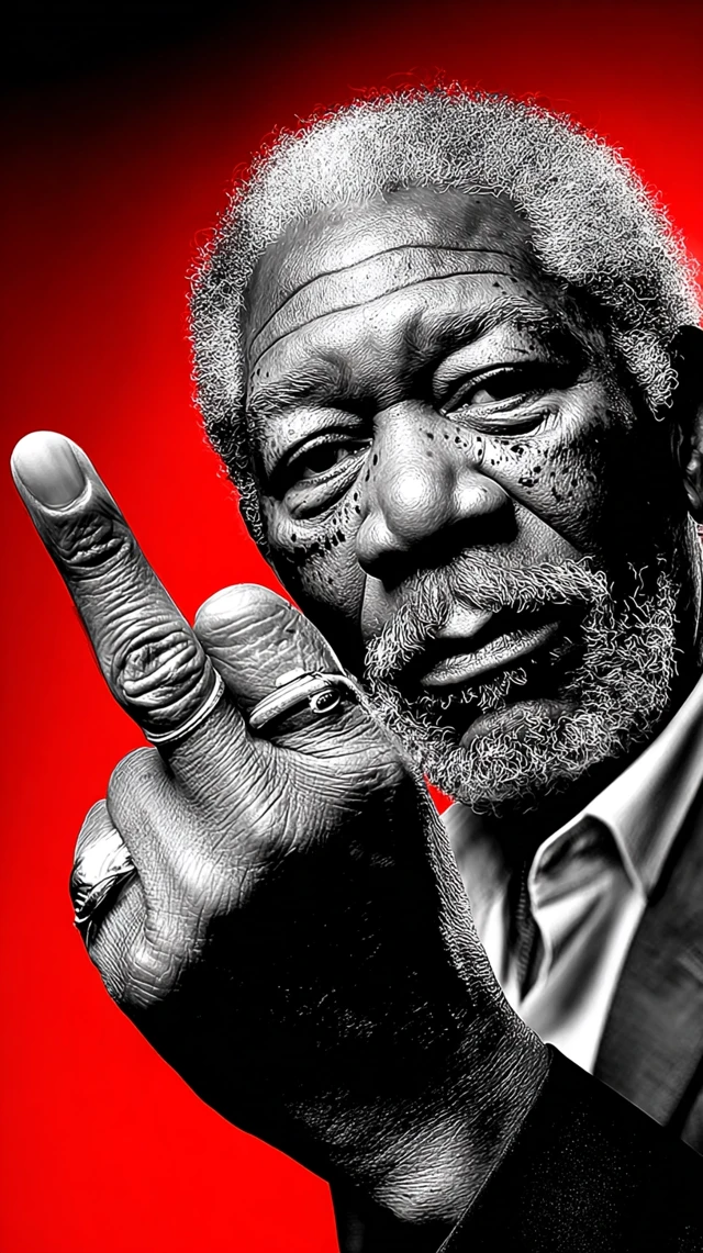 Morgan Freeman Flip Off Comic Style Art