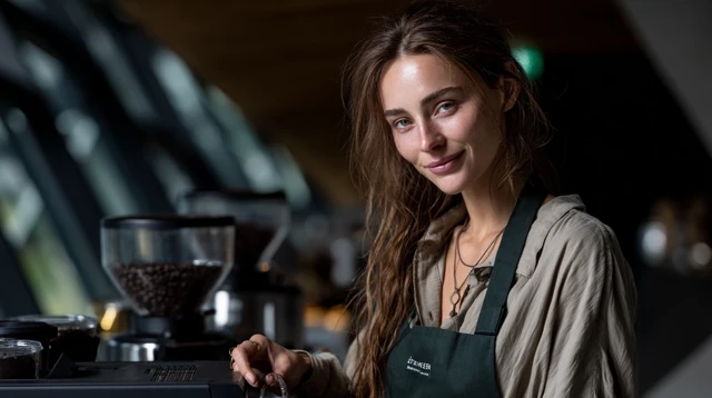 Latin American Barista In Luxury Cafe