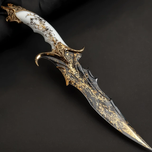 Elven Saber White and Gold Intricate Detailing