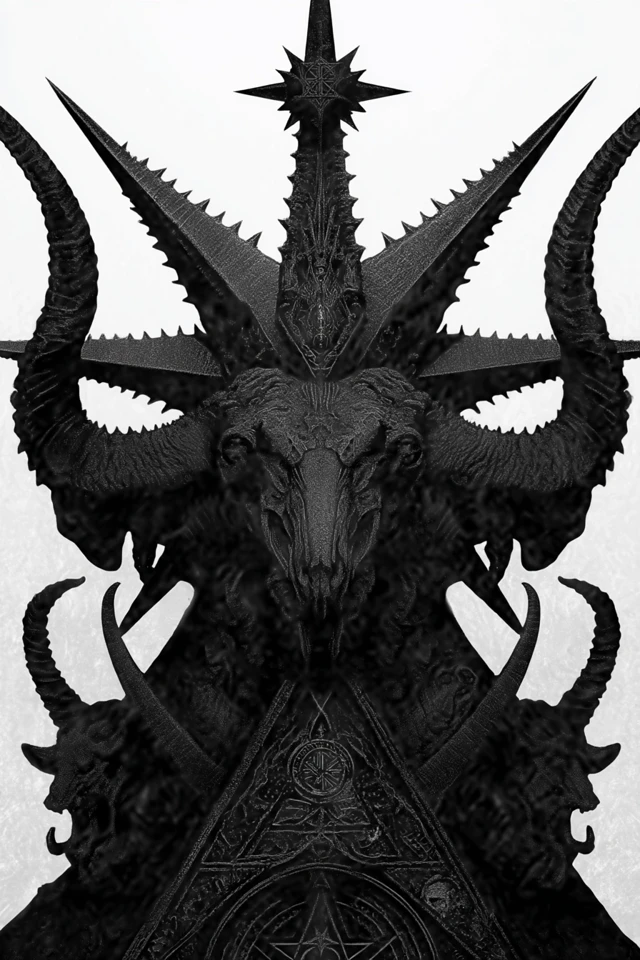 Black Metal Album Art Baphomet Engraved Style