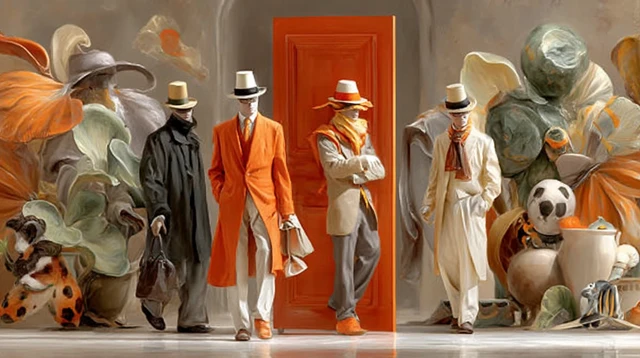 Surreal Hat Inspectors Conference Whimsical Action