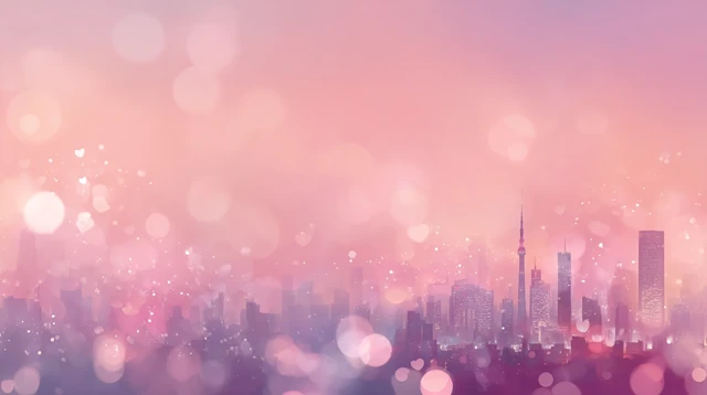 Romantic Pink Cityscape Wallpaper