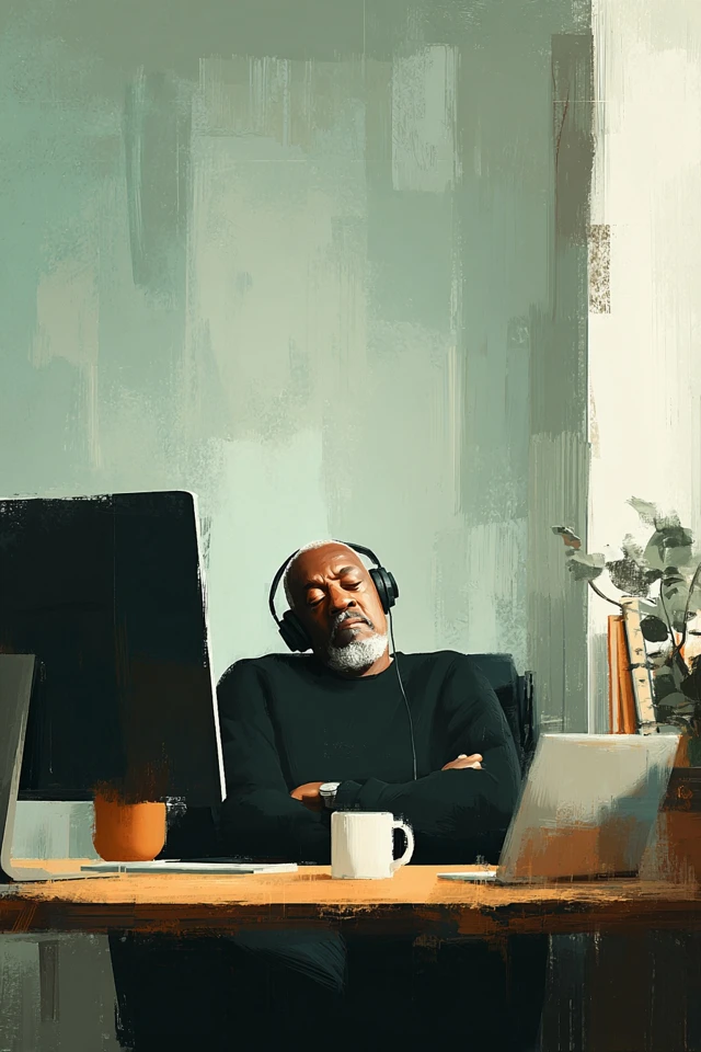 Peaceful Work At Home Illustration