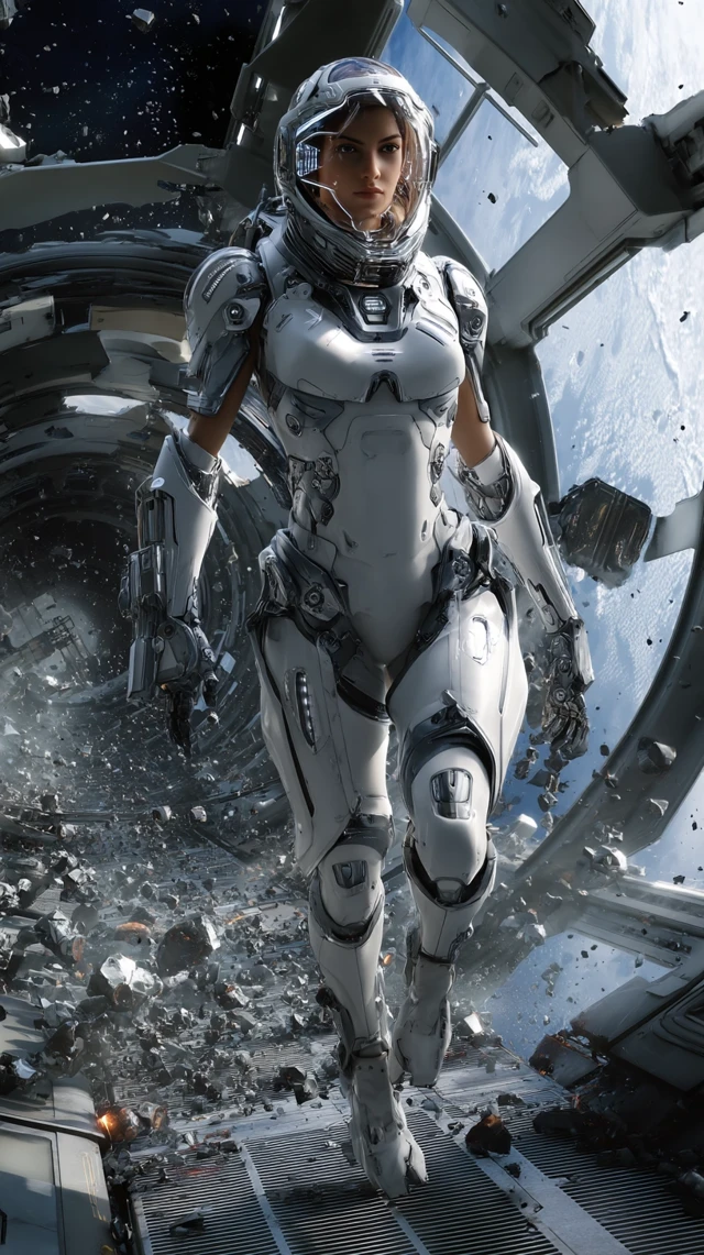 Futuristic Female Soldier Space Station