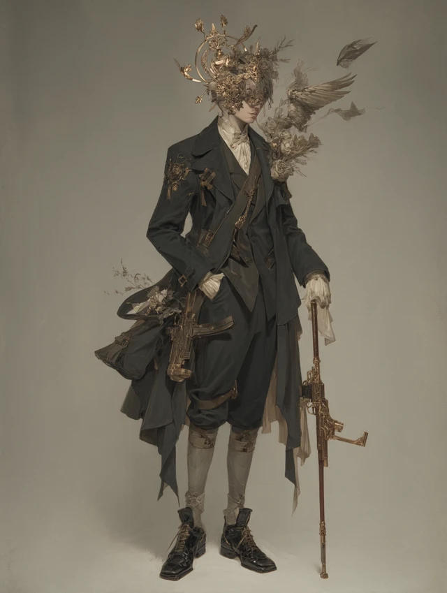 Ethereal Being With Flowers and Birds