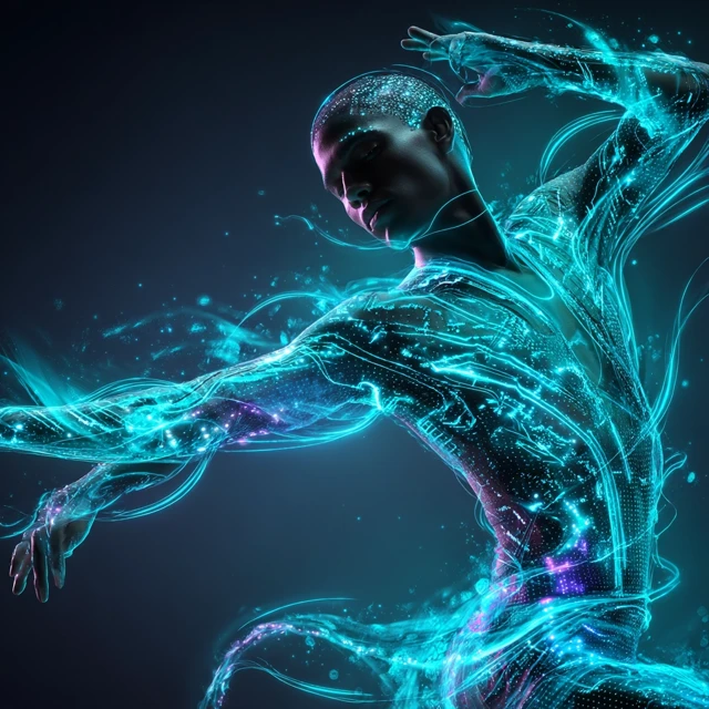 Futuristic Dancer Young Man Neon Glow