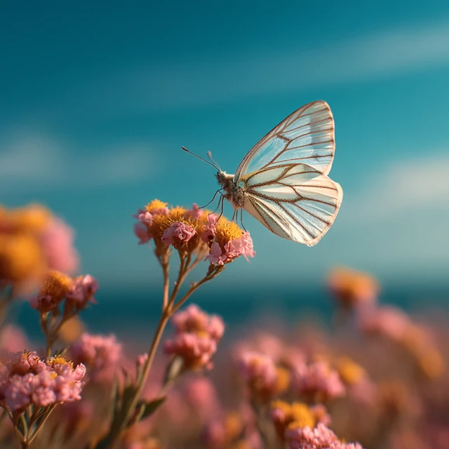 Butterfly in a Meadow Spring Dreamy Pastel Tones