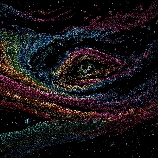 Cosmic Horror Eye Art Digital Glitch Line Art