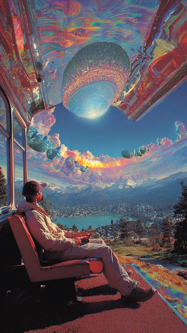 Psychedelic Universe Vintage Art Illustration