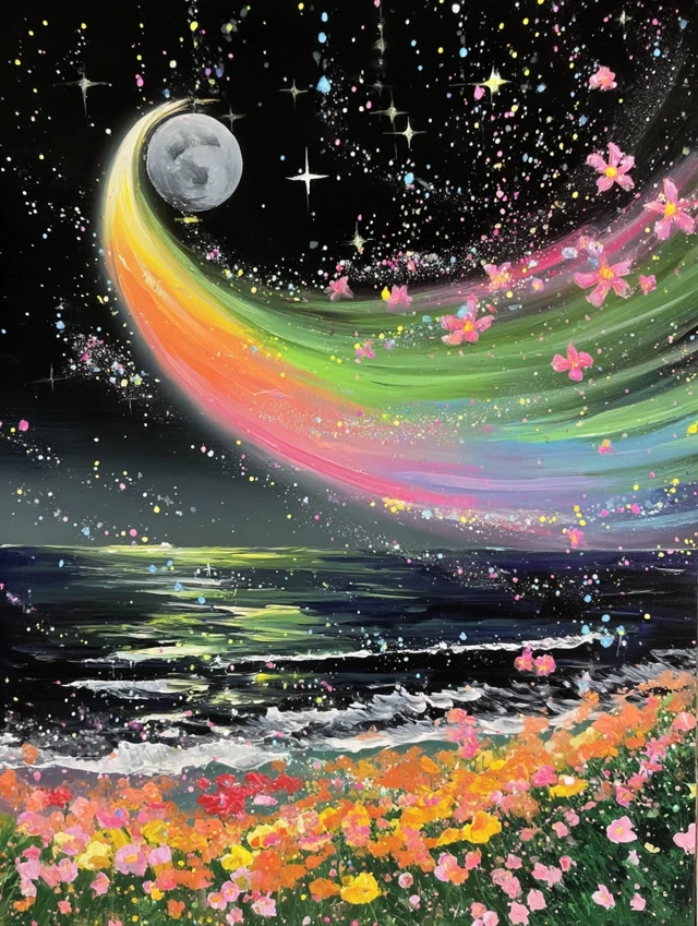 Dreamlike Beach Scene Oil Painting Art